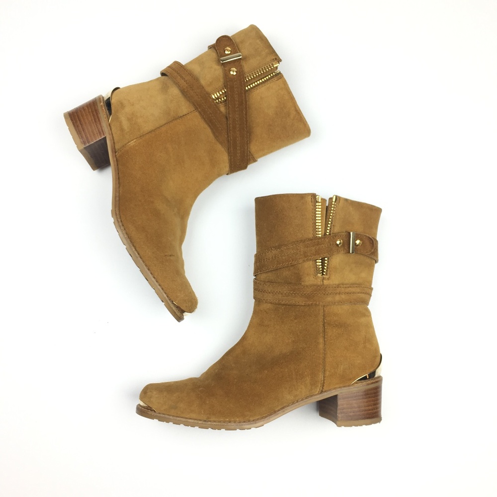 Stuart Weitzman Suede Beige Tan Heel Boots